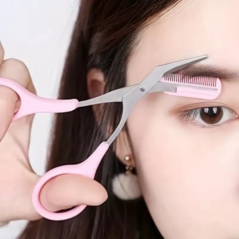 Beauty Makeup Wholesale - Safe Eyebrow Scissors with Comb Stainless