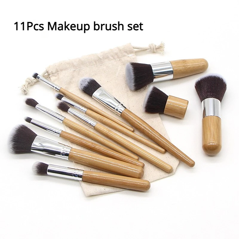 Beauty In Makeup - 11Pcs Bamboo handle makeup brush with