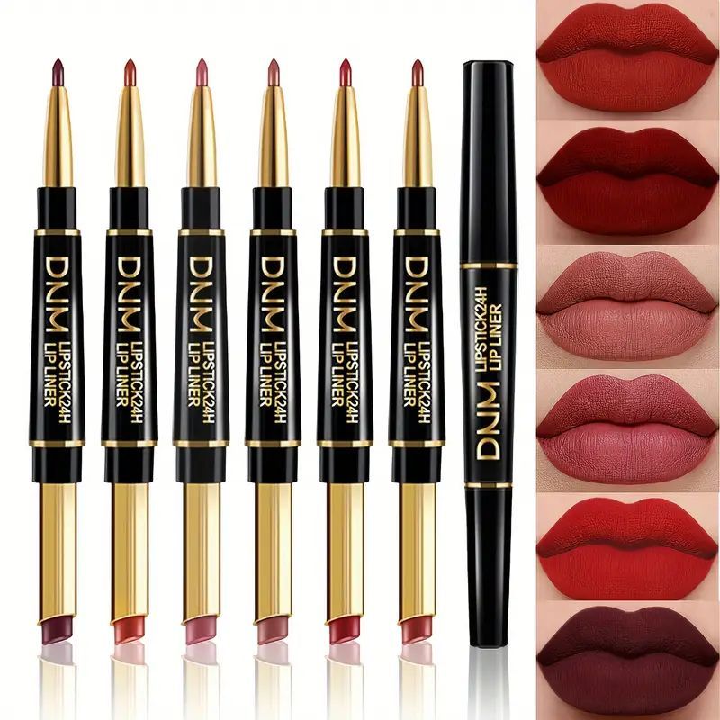 Lip Liner Pencil - 12 Colors Double-Ended Lipstick & Lip