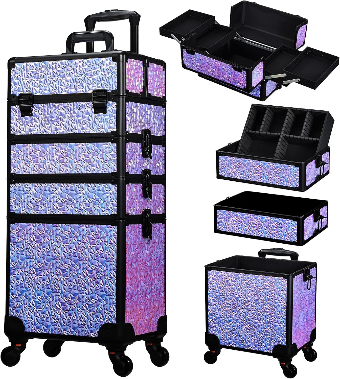 Beauty In Makeup - Rolling Makeup Train Case, Large Cosmetology