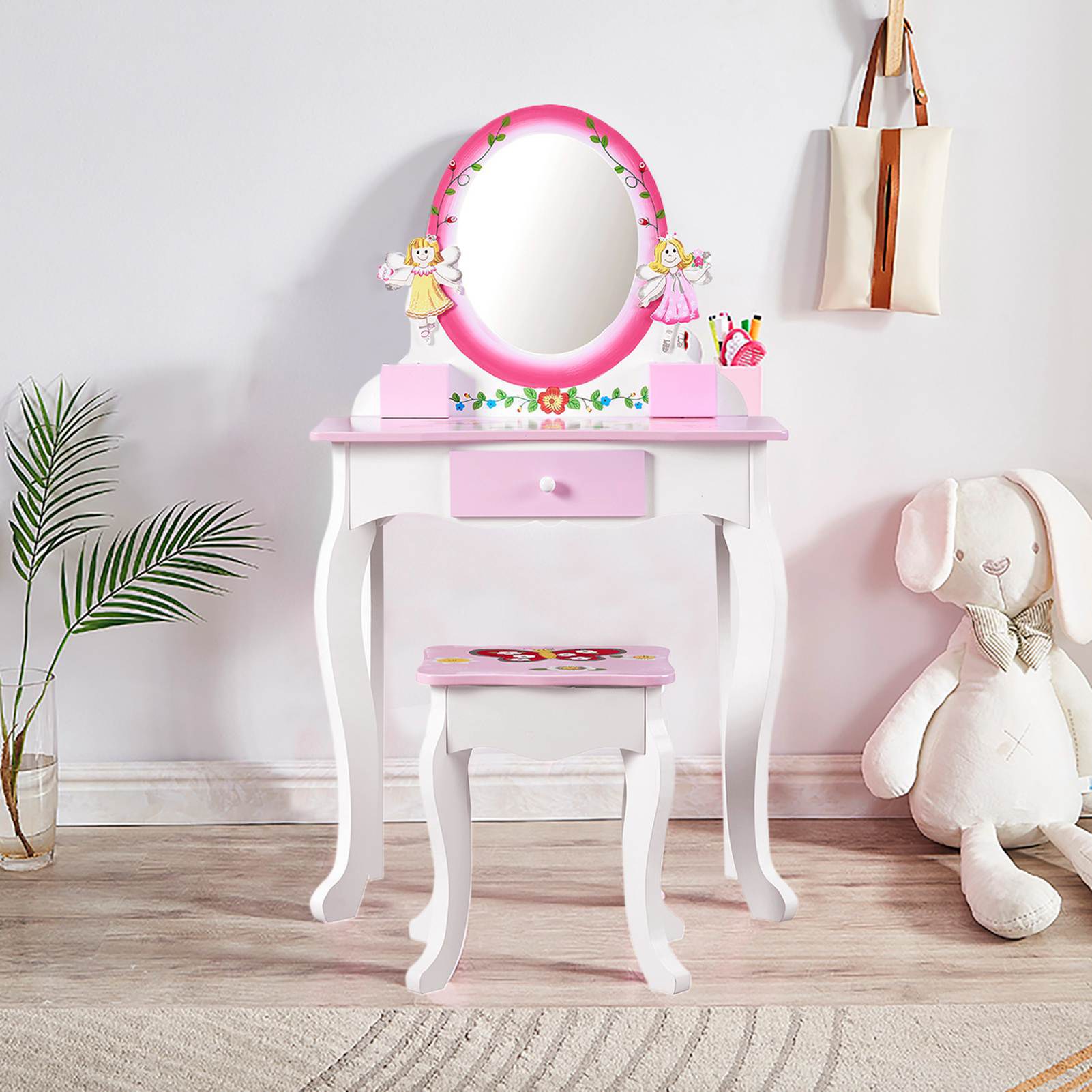 Kids Vanity Set Floral Printed - Beauty Makeup Desk recension och pris