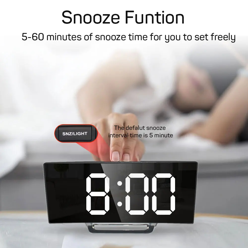1pc LED Mirror Digital Clock B - Beauty Makeup Desk recension och pris