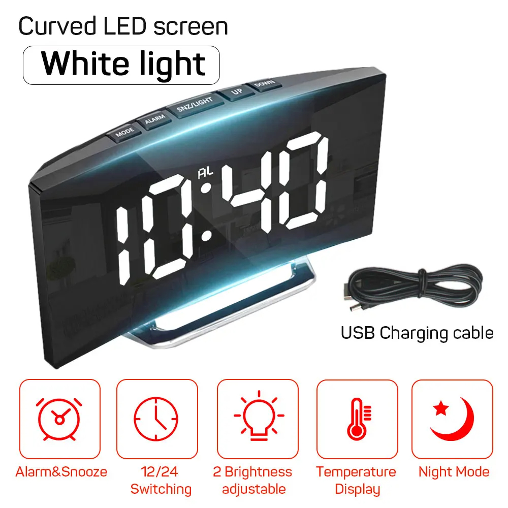 1pc LED Mirror Digital Clock B - Beauty Makeup Desk recension och pris
