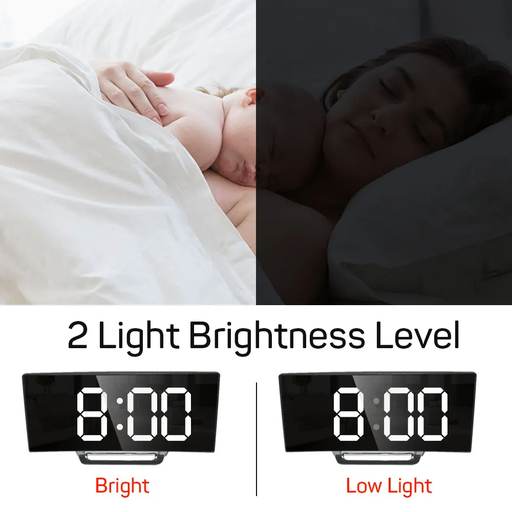 1pc LED Mirror Digital Clock B - Beauty Makeup Desk recension och pris