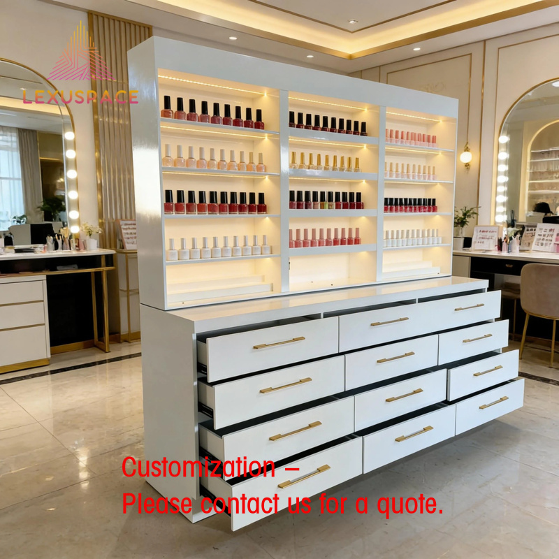 custom.Wood Shelf Display Rack - Beauty Makeup Store recension och pris