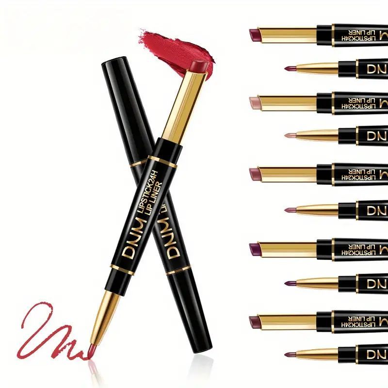 12 Colors Double-Ended Lipstic - Lip Liner Pencil recension och pris