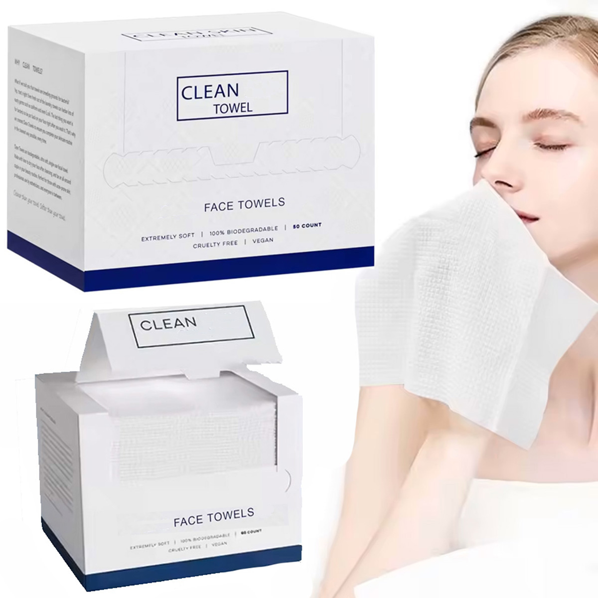 50Pcs/Box Disposable Face Towe - Beauty Makeup Box recension och pris