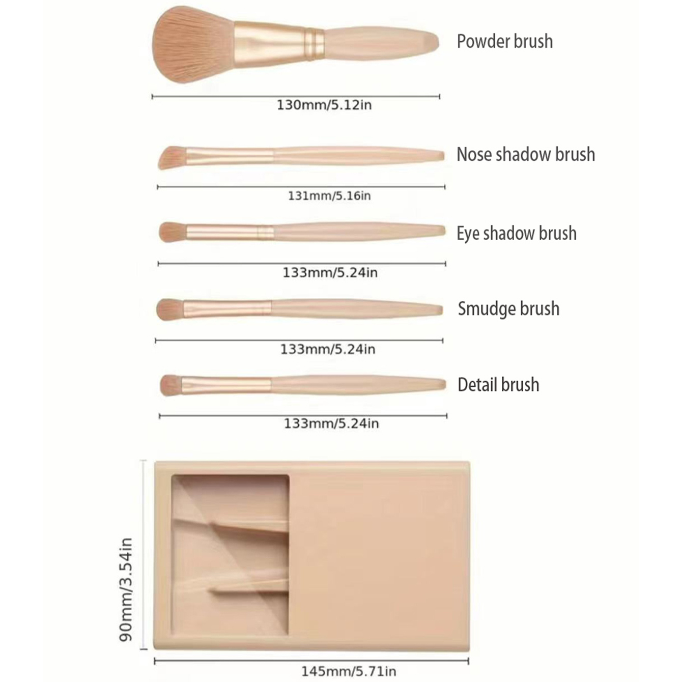 5pcs Cosmetic Brush Kit With M - Beauty Makeup Case recension och pris